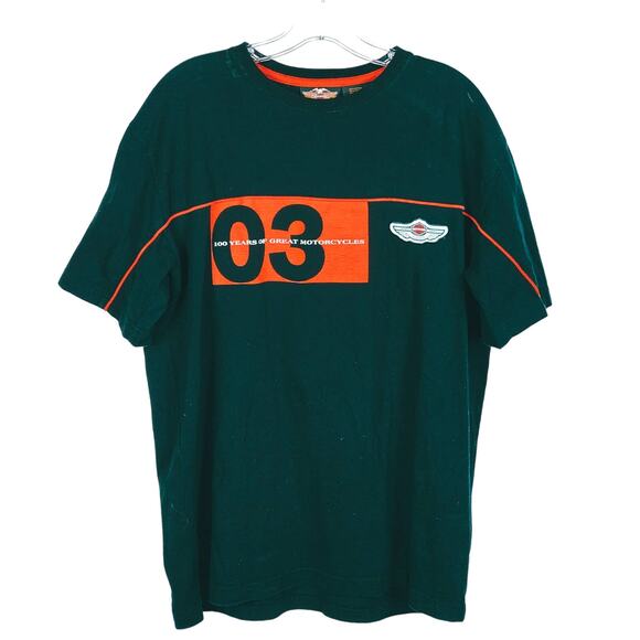Y2K Harley Davidson 100th Anniversary Tee 2003 Black Orange Large - Picture 1 of 7